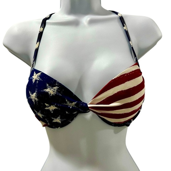 Xhilaration Other - Xhilaration USA Flag Push-Up Halter Bikini Top Stars & Stripes Medium